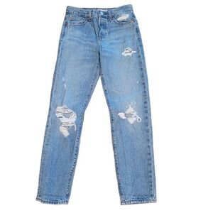 Levi's Blue Distressed Ankle Jeans